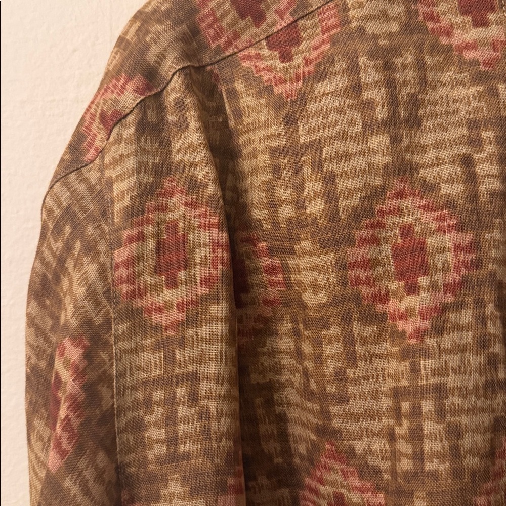 Anne Klein Brown and Rust Patterned Button-Up Blo… - image 3
